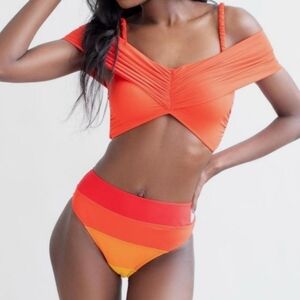 NWT- Vibrant Orange Off-Shoulder Bikini Set Or Separates - SMALL
